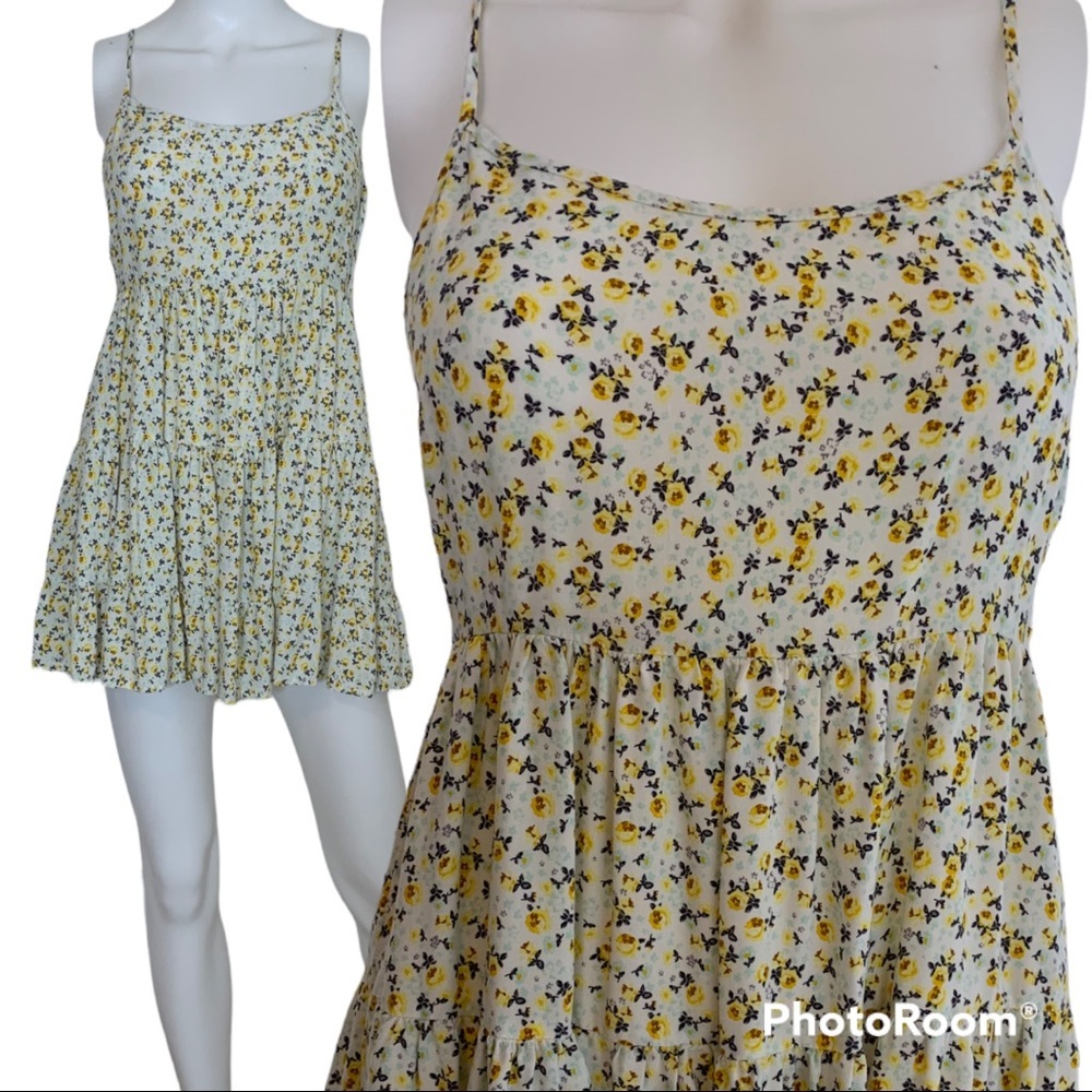 H&M Divided Yellow Floral Patterned Dress